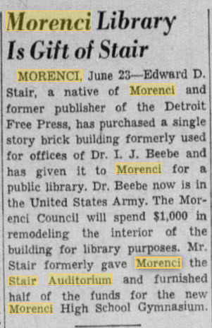 Stair Auditorium - June 24 1942 Library Donation